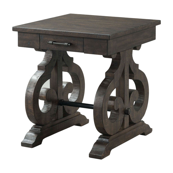 Stone - Chairside Table With PU Base - Dark Walnut