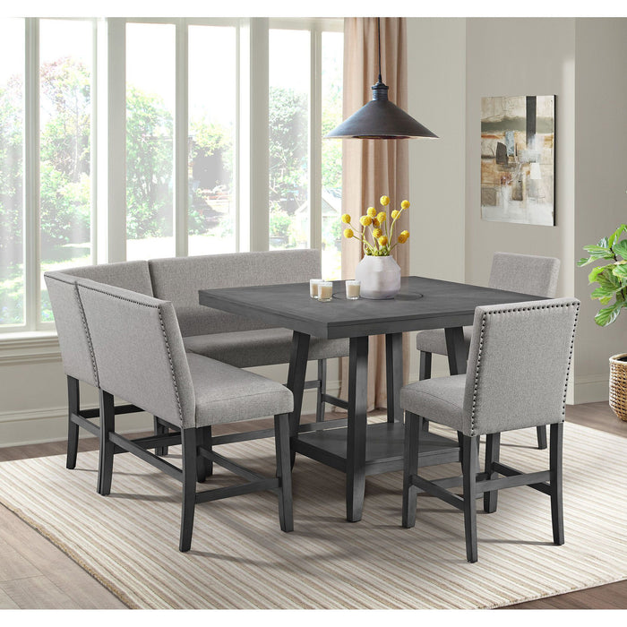 Seneca - Counter 3 Piece Corner Bench Gray Fabric - Gray