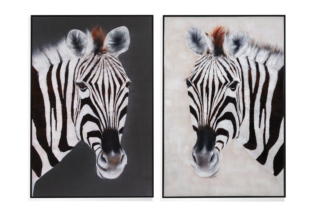 Zebra Positive and Negative Framed Canvas Set of 2