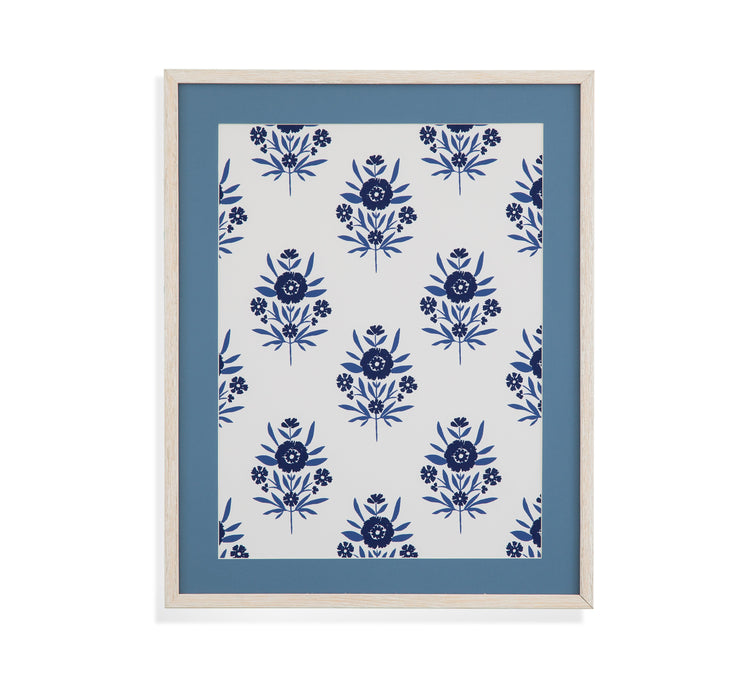 Indigo Bloom Pattern II Framed Print