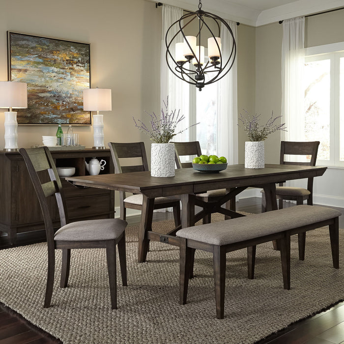 Double Bridge - Trestle Table - Dark Brown