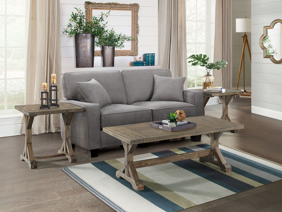 Finn - 3 Piece Accent Trestle Table Set-Coffee Table & Two End Tables - Dark Walnut