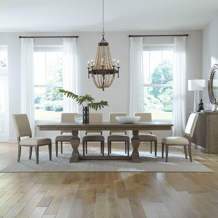 Westfield - 7 Piece Trestle Table Set - Light Brown