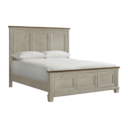 Farmington King Panel Bed in Medium Brown and Washed Stone