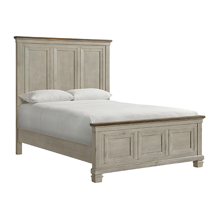 Farmington Queen Panel Bed in Medium Brown and Washed Stone