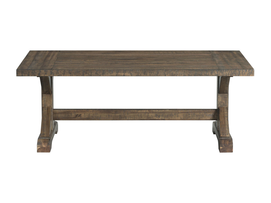 Finn - 3 Piece Accent Trestle Table Set-Coffee Table & Two End Tables - Dark Walnut