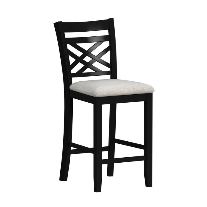 Brooks - 5 Piece Counter Set With Table And 4 Upholstered Seat & Wood Back Chairs - Medium Brown & Black