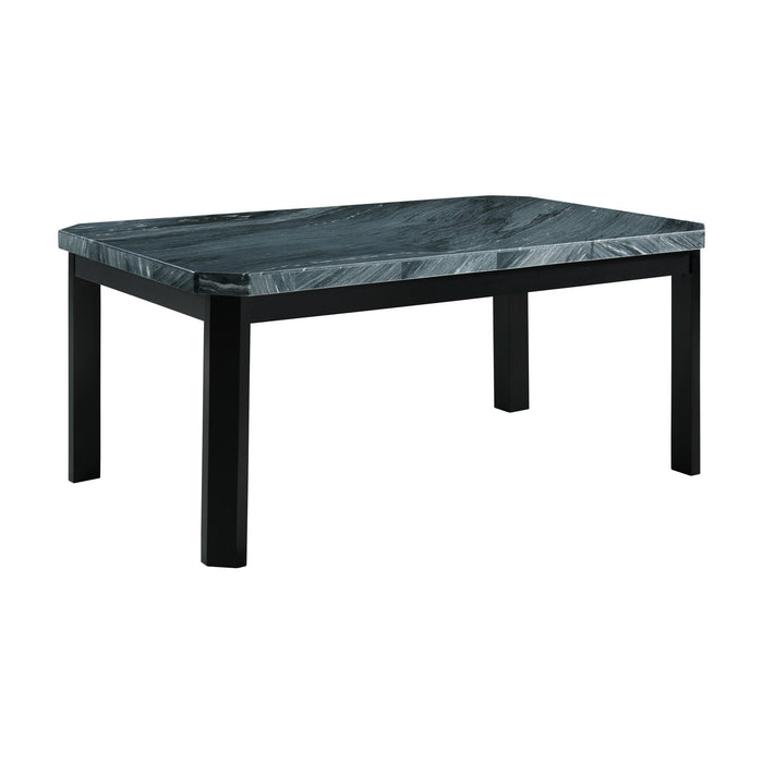 Francesca - Rectangular 5 Piece Gray PU Chairs Dining Set, Table & Four Chairs - Gray Marble