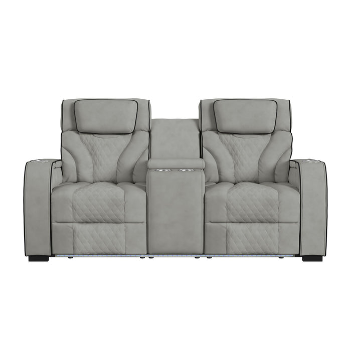 Blitz - Motion Loveseat With Console, And LED