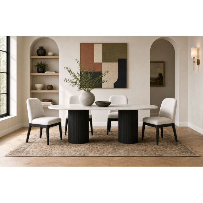 Sylvie - Oval Dining Table With Faux Marble Top