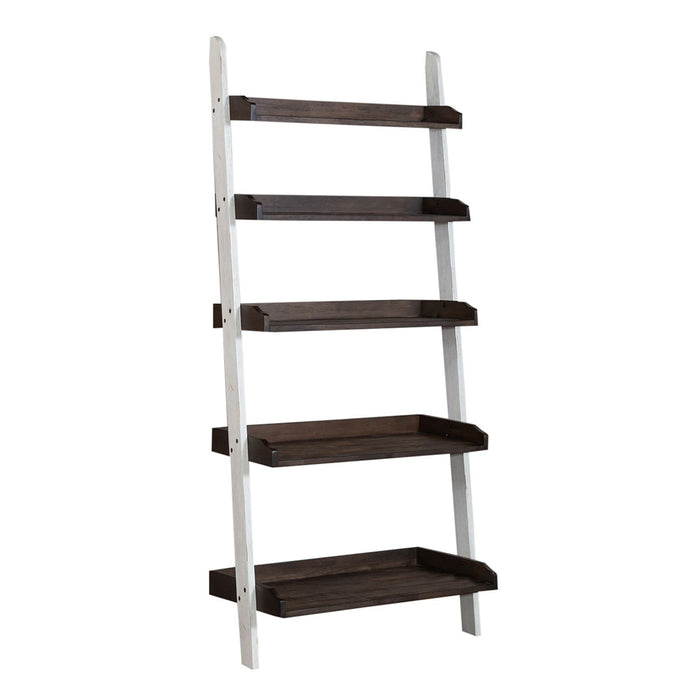 Farmhouse - Leaning Bookcase - Two Tone White / Wood Tone