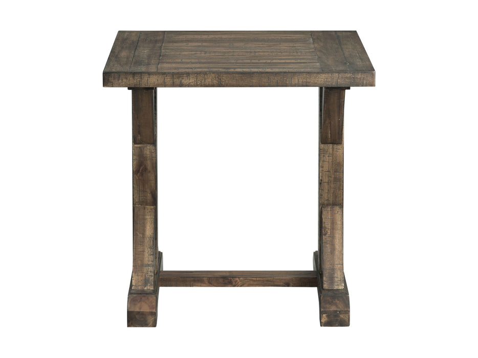 Finn - 3 Piece Accent Trestle Table Set-Coffee Table & Two End Tables - Dark Walnut