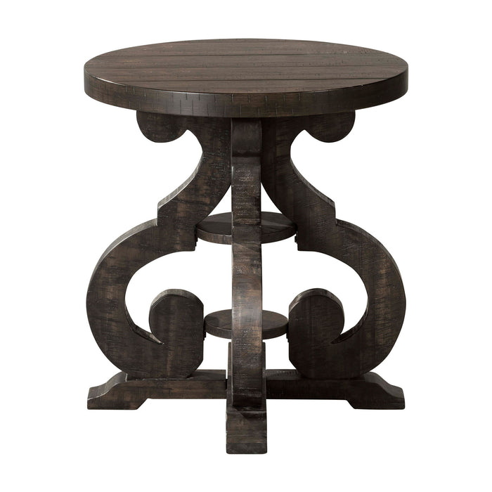 Stone - End Table With PU Base - Dark Walnut
