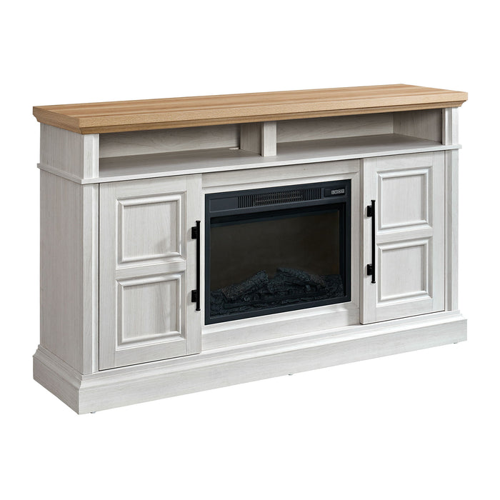 Villa - Console With 23" Fireplace Insert - White & Natural