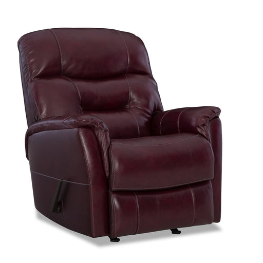 Maroon leather recliner chair on a white background