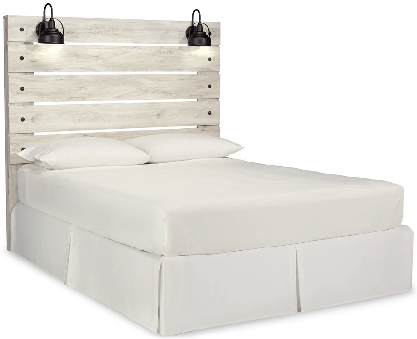 Cambeck  Panel Headboard Bed With Mirrored Dresser