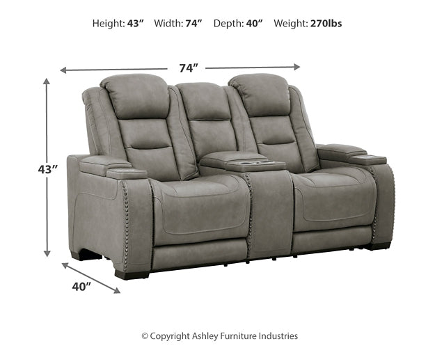 The Man-Den PWR REC Loveseat/CON/ADJ HDRST