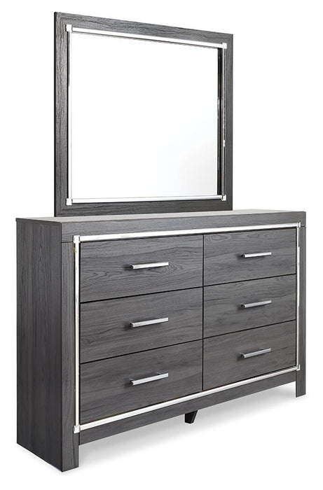 Lodanna Full Upholstered Panel Headboard Bed with Mirrored Dresser