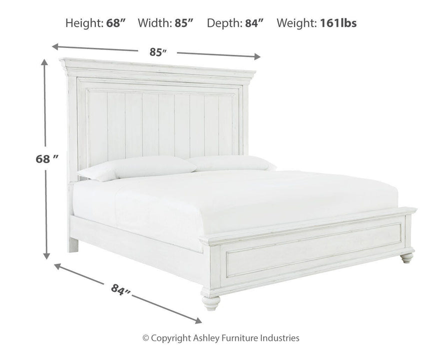 Kanwyn King Panel Bed with Mirrored Dresser