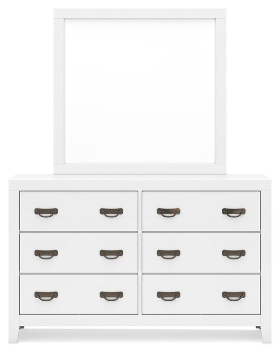 Binterglen Twin Panel Bed with Mirrored Dresser