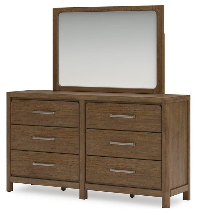 Cabalynn California King Upholstered Bed with Mirrored Dresser