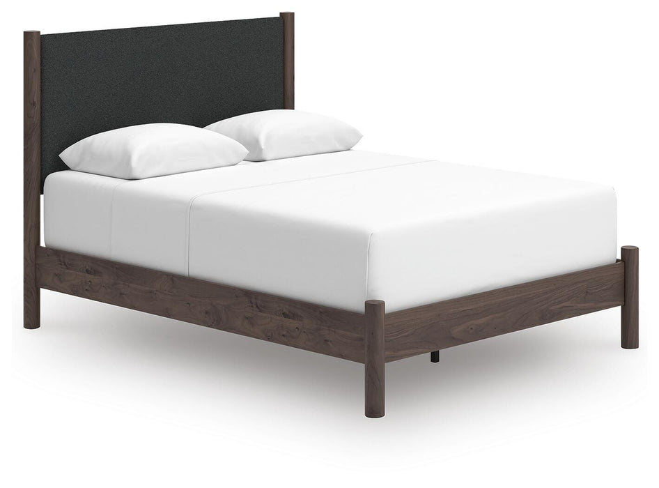 Pamytta Queen Upholstered Panel Bed, Dresser and Mirror