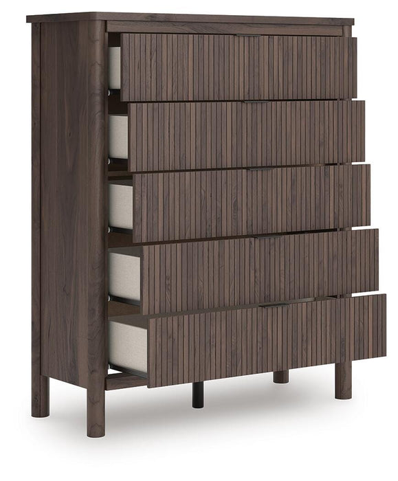 Pamytta Full Upholstered Panel Bed, Dresser and Mirror
