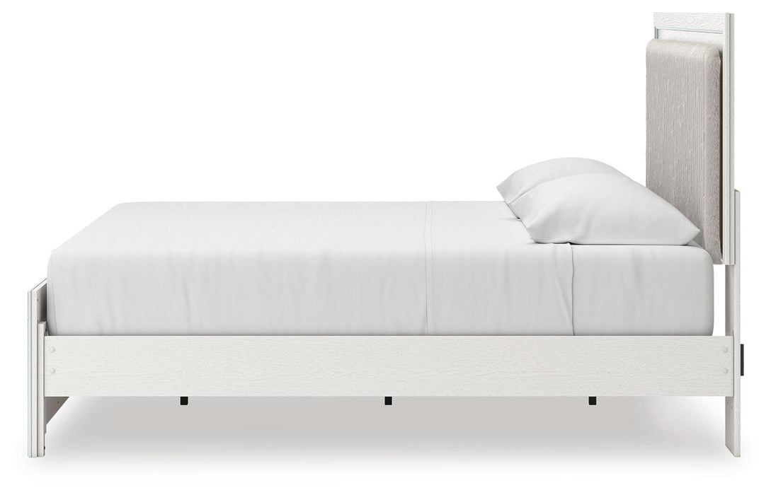 Zuraleus King Upholstered Panel Platform Bed, Dresser and Mirror