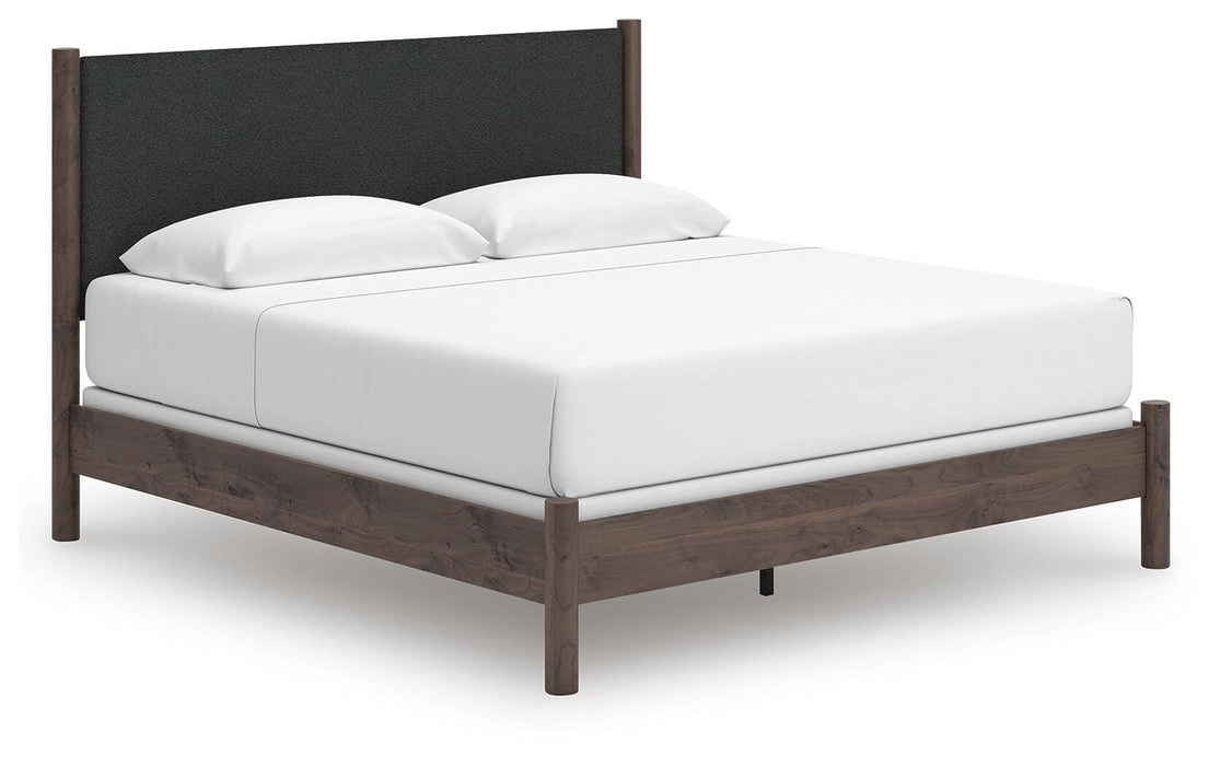 Pamytta King Upholstered Panel Bed, Dresser and Mirror
