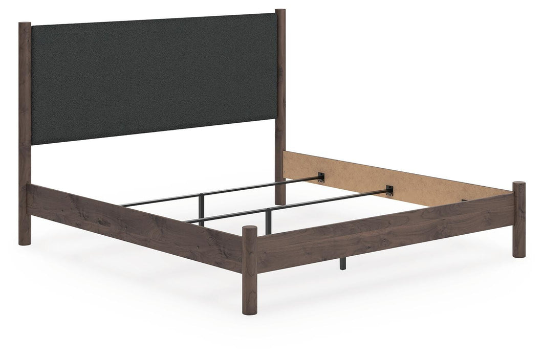 Pamytta King Upholstered Panel Bed, Dresser and Mirror