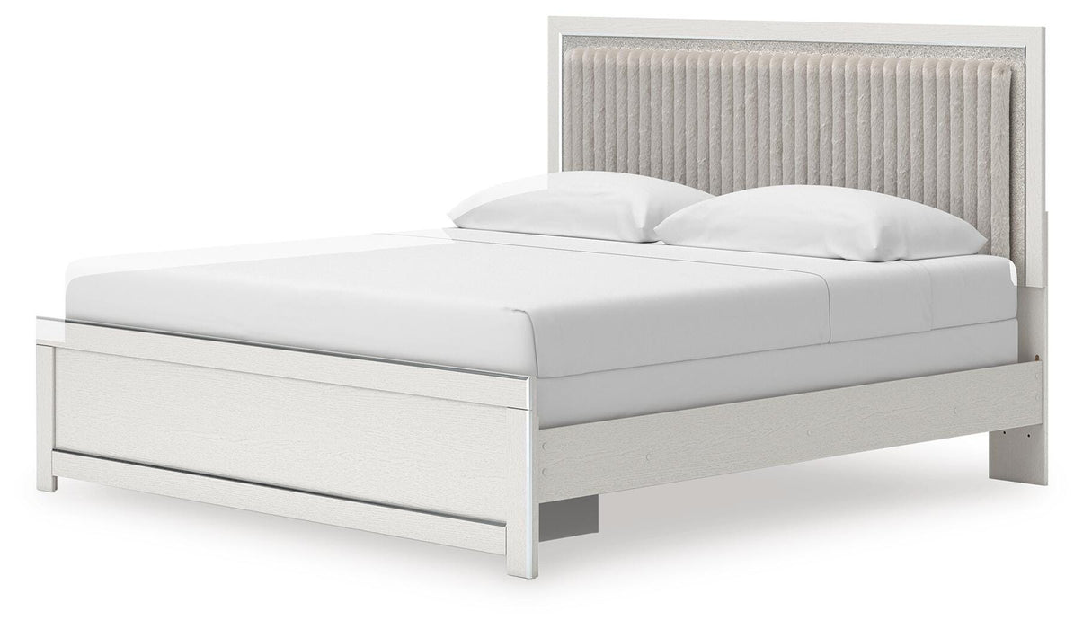 Zuraleus King Upholstered Panel Bed, Dresser and Mirror