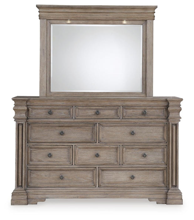 Blairhurst Queen Panel Bed with Mirrored Dresser