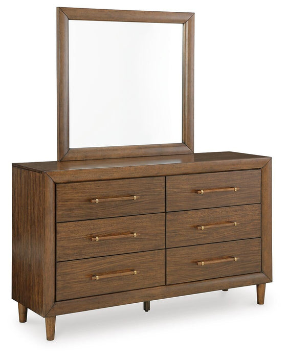 Lyncott King Upholstered Bed with Mirrored Dresser