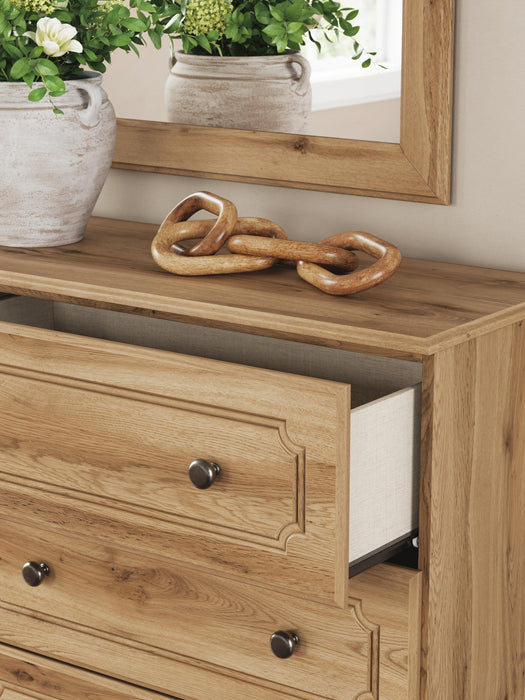 Galletyn Twin Panel Bed with Mirrored Dresser