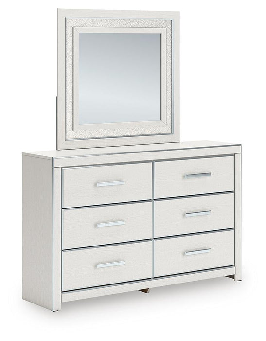 Birmonton King Upholstered Panel Platform Storage Bed, Dresser and Mirror