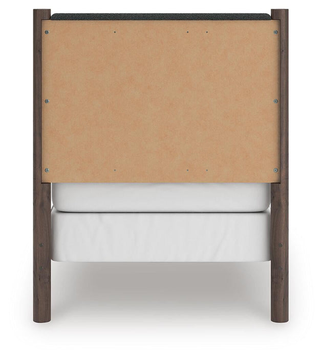 Cadmori Twin Upholstered Panel Bed, Dresser and Mirror