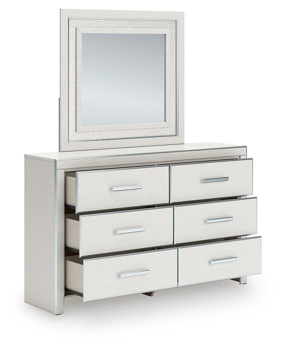 Birmonton California King Upholstered Bed, Dresser and Mirror