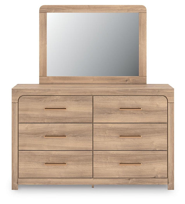Hollymount King Upholstered Panel Bed, Dresser and Mirror