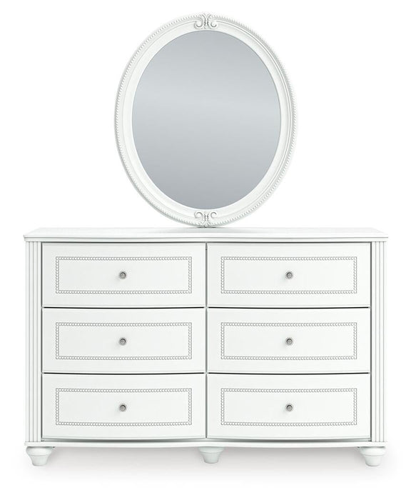Maylilly Full Upholstered Panel Storage Bed, Dresser and Mirror